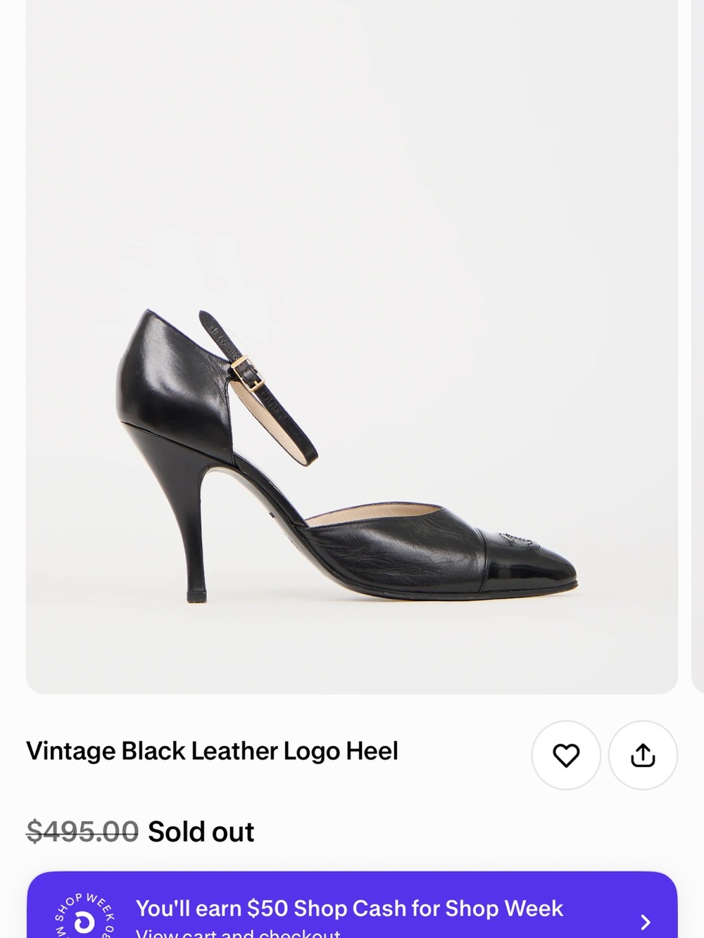 CHANEL Black Leather Ankle-Strap Heel